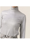 NIA METALLIC TURTLENECK SILVER TOP